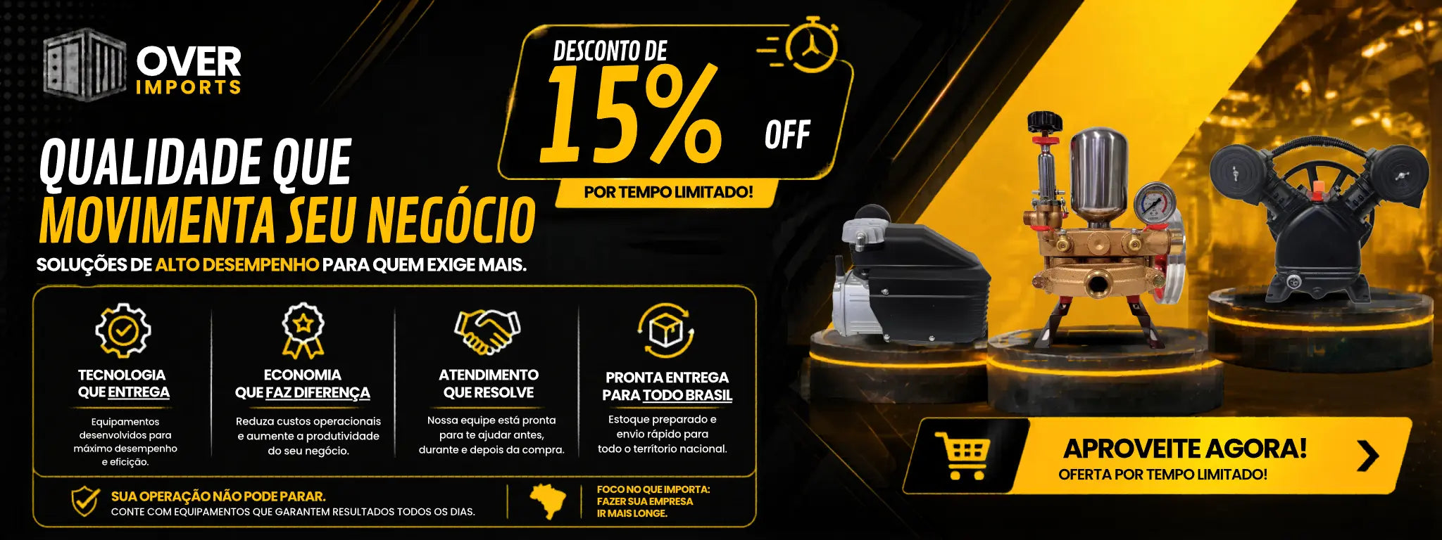 Bombas e compressores de alta pressão com desconto de 15 por cento para uso profissional e industrial