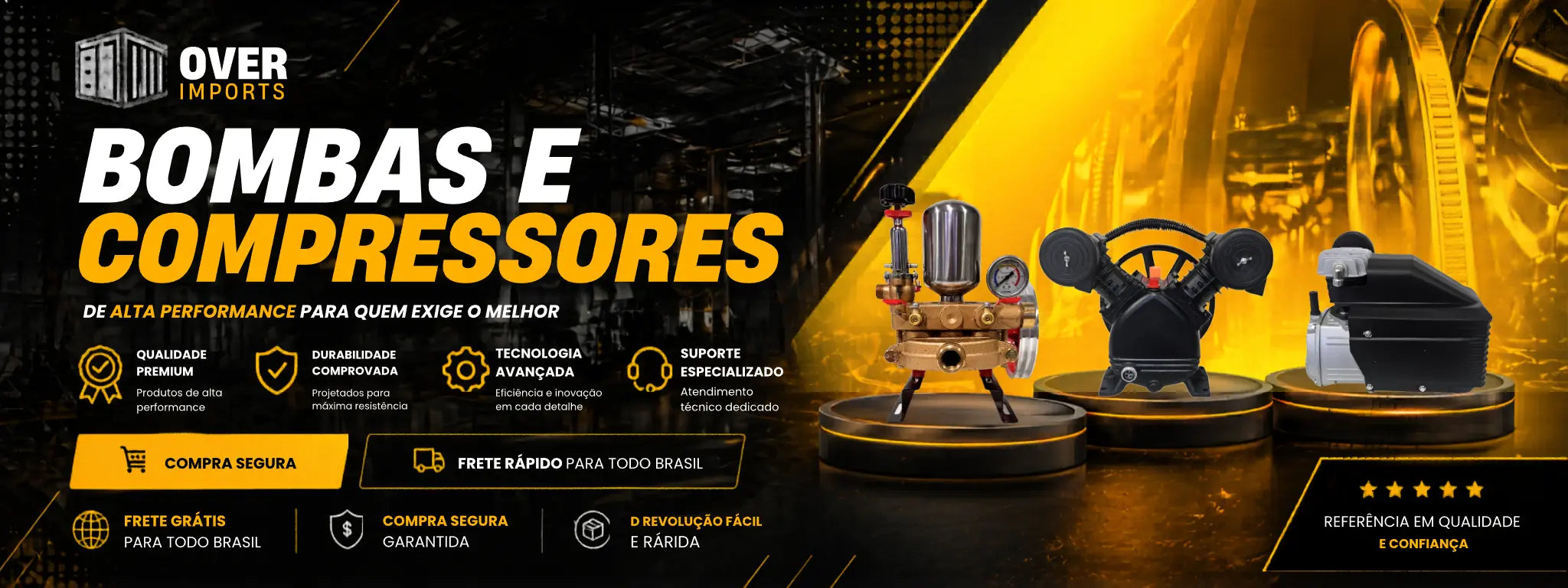 Bombas e compressores industriais de alta pressão com alta performance e durabilidade